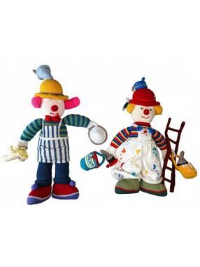 Jean Greenhowe The Red Nose Gang UK O.Yummy Sidney Slapstick Knitted Clowns 34in